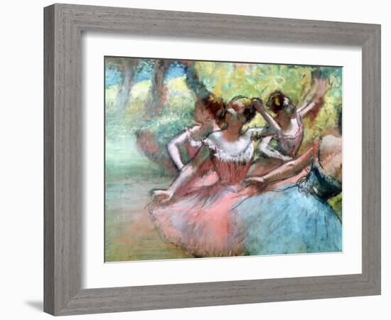 Four Ballerinas on the Stage-Edgar Degas-Framed Giclee Print