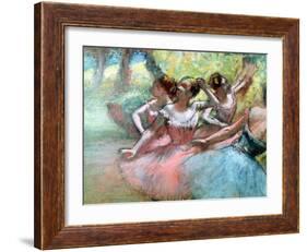 Four Ballerinas on the Stage-Edgar Degas-Framed Giclee Print