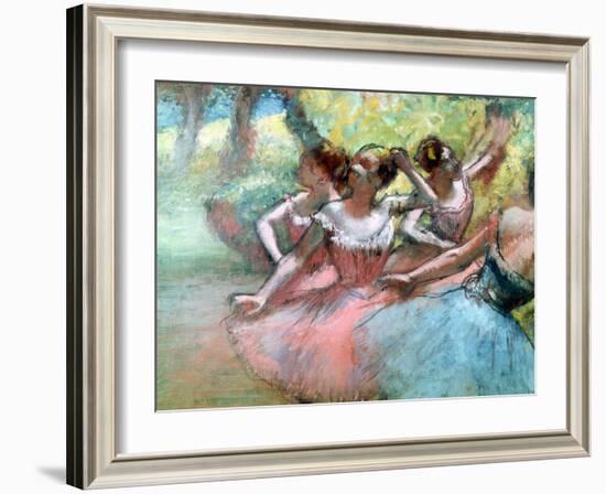 Four Ballerinas on the Stage-Edgar Degas-Framed Giclee Print