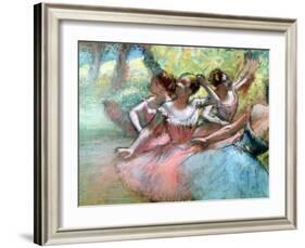 Four Ballerinas on the Stage-Edgar Degas-Framed Giclee Print