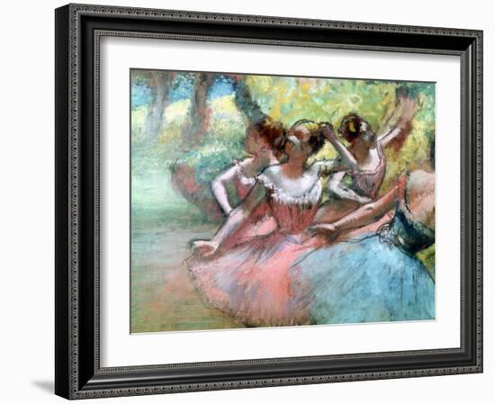 Four Ballerinas on the Stage-Edgar Degas-Framed Giclee Print