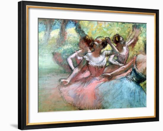 Four Ballerinas on the Stage-Edgar Degas-Framed Giclee Print