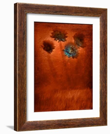 Four Blue Flowers in Copper Grass-Robert Cattan-Framed Photographic Print