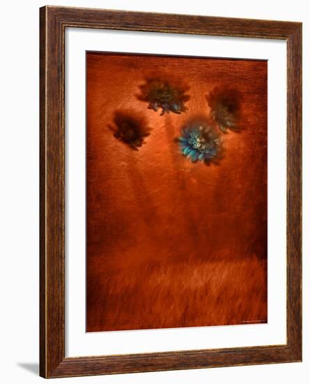 Four Blue Flowers in Copper Grass-Robert Cattan-Framed Photographic Print