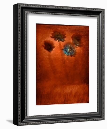 Four Blue Flowers in Copper Grass-Robert Cattan-Framed Photographic Print