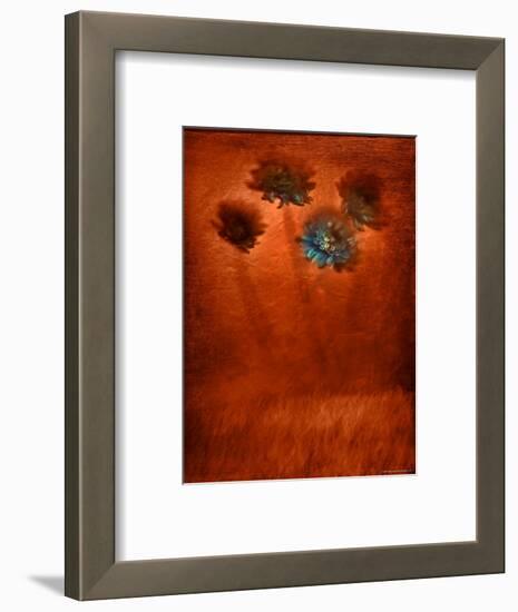 Four Blue Flowers in Copper Grass-Robert Cattan-Framed Photographic Print