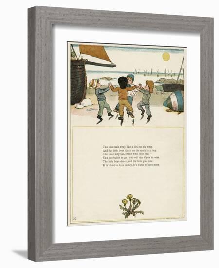 Four Boys Dancing on a Beach-Kate Greenaway-Framed Art Print