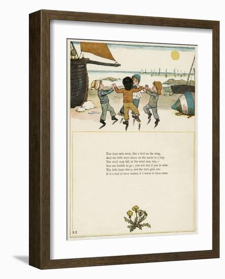 Four Boys Dancing on a Beach-Kate Greenaway-Framed Art Print