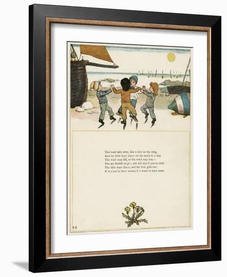 Four Boys Dancing on a Beach-Kate Greenaway-Framed Art Print