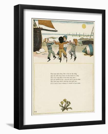Four Boys Dancing on a Beach-Kate Greenaway-Framed Art Print