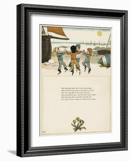 Four Boys Dancing on a Beach-Kate Greenaway-Framed Art Print