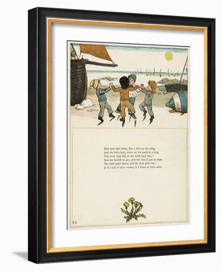 Four Boys Dancing on a Beach-Kate Greenaway-Framed Art Print