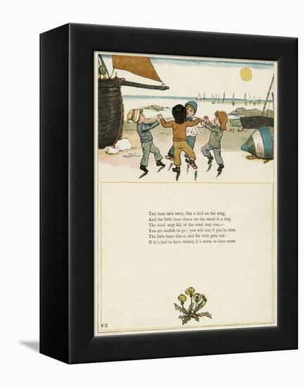 Four Boys Dancing on a Beach-Kate Greenaway-Framed Stretched Canvas