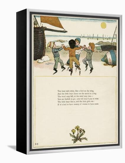 Four Boys Dancing on a Beach-Kate Greenaway-Framed Stretched Canvas