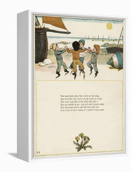 Four Boys Dancing on a Beach-Kate Greenaway-Framed Stretched Canvas