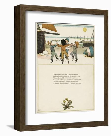 Four Boys Dancing on a Beach-Kate Greenaway-Framed Premium Giclee Print