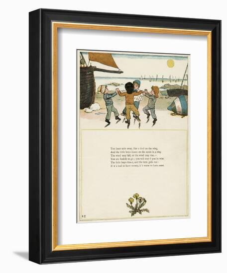 Four Boys Dancing on a Beach-Kate Greenaway-Framed Premium Giclee Print