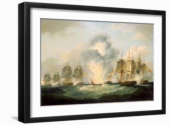 Four British Frigates Capturing Spanish Treasure Transport Ships, Intended to Reinforce France's Wa-Francis Sartorius-Framed Giclee Print