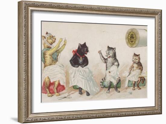 Four Busy Cats Sewing-American School-Framed Giclee Print