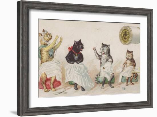 Four Busy Cats Sewing-American School-Framed Giclee Print