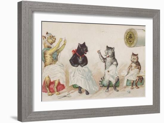 Four Busy Cats Sewing-American School-Framed Giclee Print