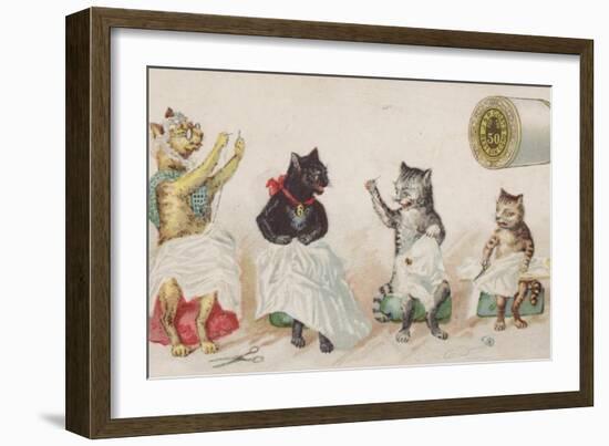 Four Busy Cats Sewing-American School-Framed Giclee Print