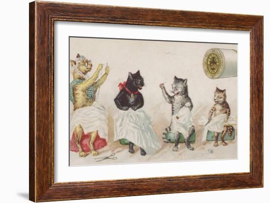 Four Busy Cats Sewing-American School-Framed Giclee Print