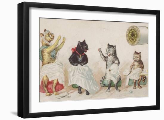 Four Busy Cats Sewing-American School-Framed Giclee Print