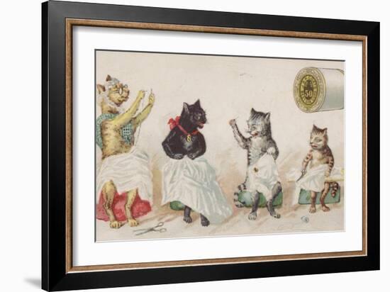 Four Busy Cats Sewing-American School-Framed Giclee Print