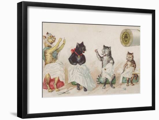 Four Busy Cats Sewing-American School-Framed Giclee Print