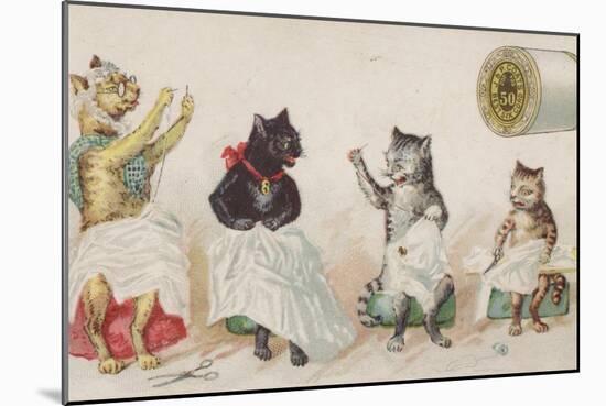 Four Busy Cats Sewing-American School-Mounted Giclee Print