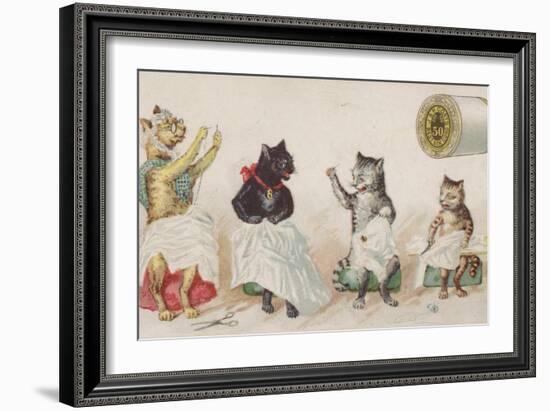 Four Busy Cats Sewing-American School-Framed Giclee Print