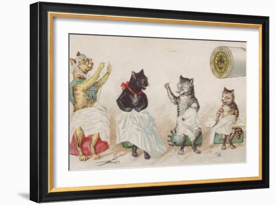 Four Busy Cats Sewing-American School-Framed Giclee Print