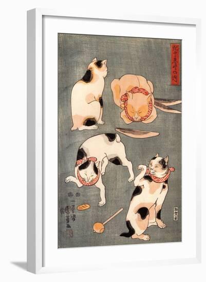 Four Cats in Different Poses-Kuniyoshi Utagawa-Framed Giclee Print