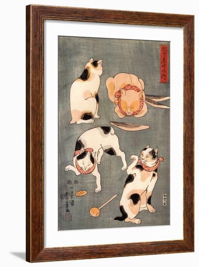 Four Cats in Different Poses-Kuniyoshi Utagawa-Framed Giclee Print