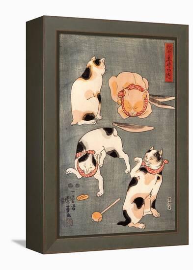 Four Cats in Different Poses-Kuniyoshi Utagawa-Framed Premier Image Canvas