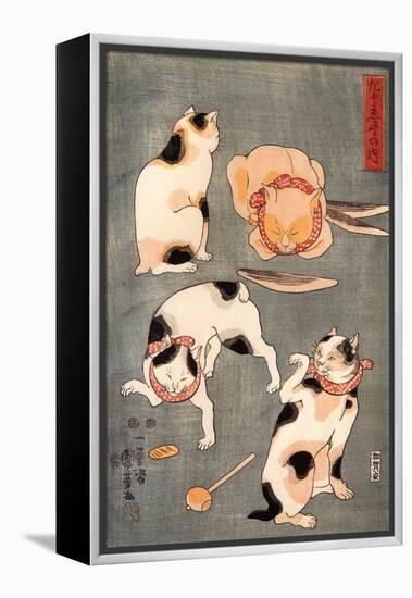 Four Cats in Different Poses-Kuniyoshi Utagawa-Framed Premier Image Canvas