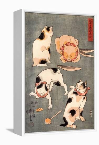 Four Cats in Different Poses-Kuniyoshi Utagawa-Framed Premier Image Canvas