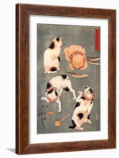 Four Cats in Different Poses-Kuniyoshi Utagawa-Framed Giclee Print