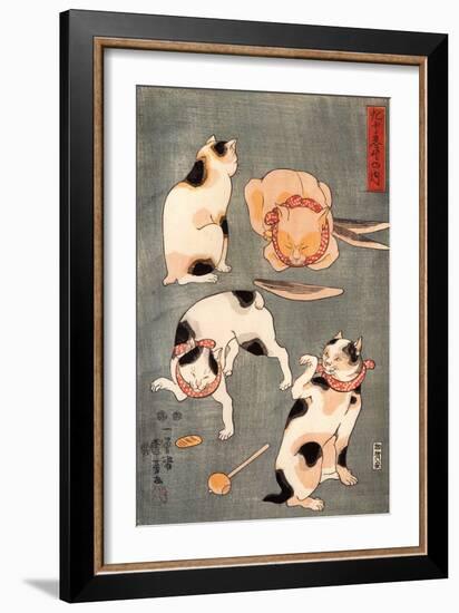 Four Cats in Different Poses-Kuniyoshi Utagawa-Framed Giclee Print