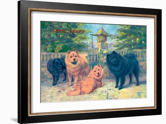 Four Champion Chow-Chows-null-Framed Art Print