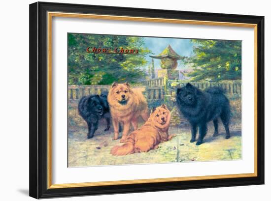 Four Champion Chow-Chows-null-Framed Art Print