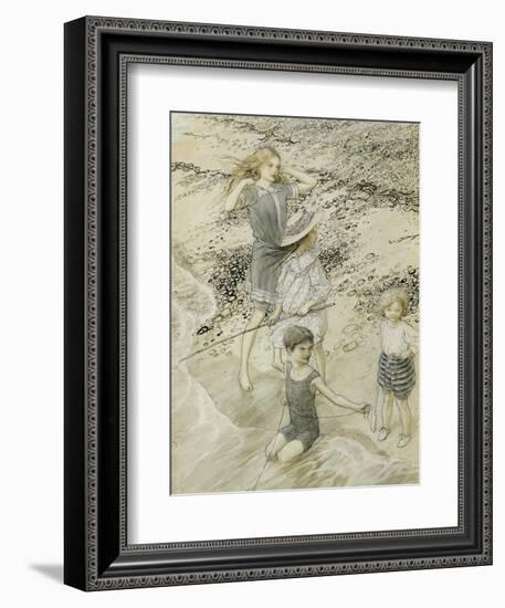 Four Children at the Seashore, 1910 (W/C on Paper)-Arthur Rackham-Framed Giclee Print