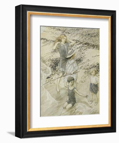 Four Children at the Seashore, 1910 (W/C on Paper)-Arthur Rackham-Framed Giclee Print