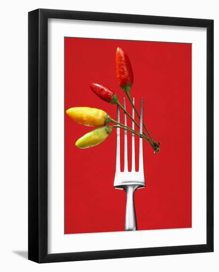 Four Chili Peppers on a Fork-Marc O^ Finley-Framed Photographic Print