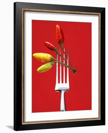 Four Chili Peppers on a Fork-Marc O^ Finley-Framed Photographic Print