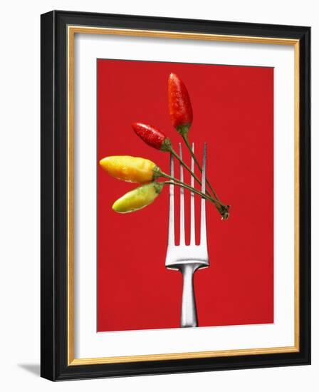 Four Chili Peppers on a Fork-Marc O^ Finley-Framed Photographic Print