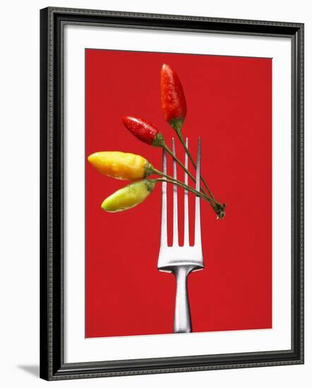 Four Chili Peppers on a Fork-Marc O^ Finley-Framed Photographic Print