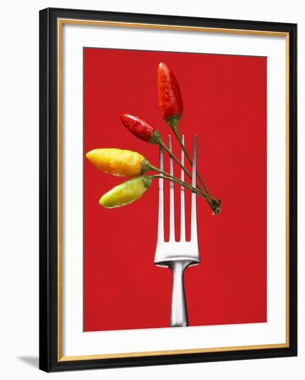 Four Chili Peppers on a Fork-Marc O^ Finley-Framed Photographic Print