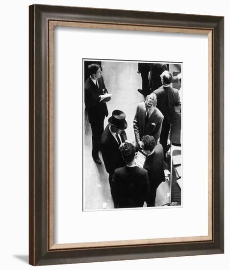Four City Traders on the London Stock Exchange Compare Notes-null-Framed Art Print